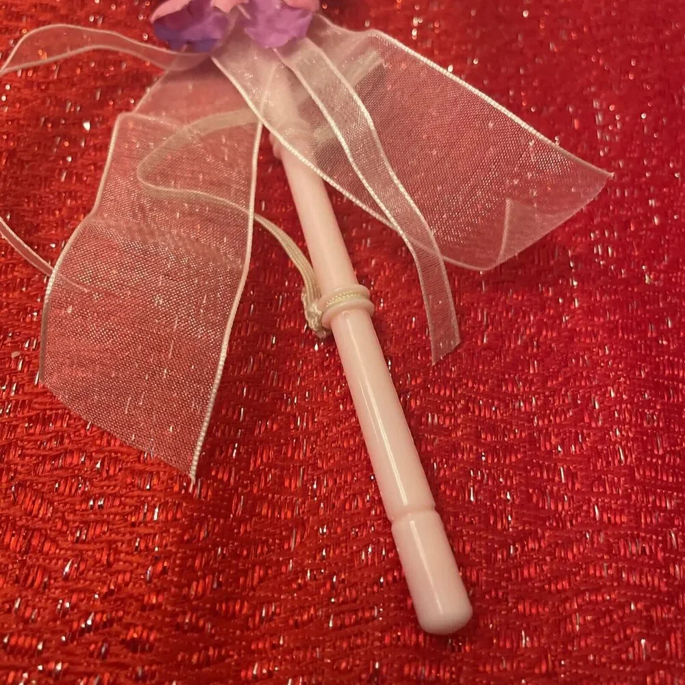 Build a Bear Pink White Flower Girl Dress Wand Shoes
